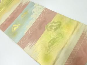 アンティーク　枯山水模様織出し袋帯（材料）